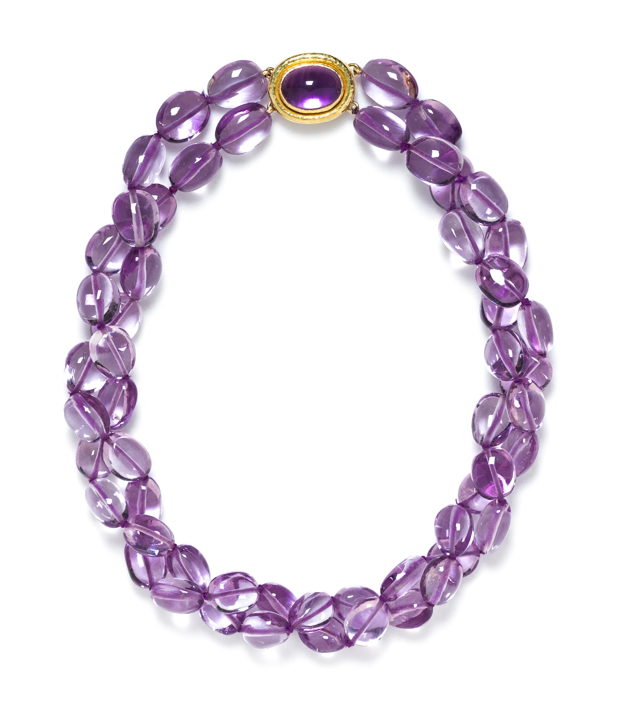 An 18 Karat Yellow Gold and Amethyst Bead Necklace, Elizabeth Locke,