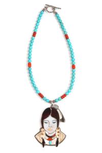 Virgil and Shirley Benn (Zuni, 20th Century) Mosaic Inlay Pendant Height of pendant 3 1/4 inches