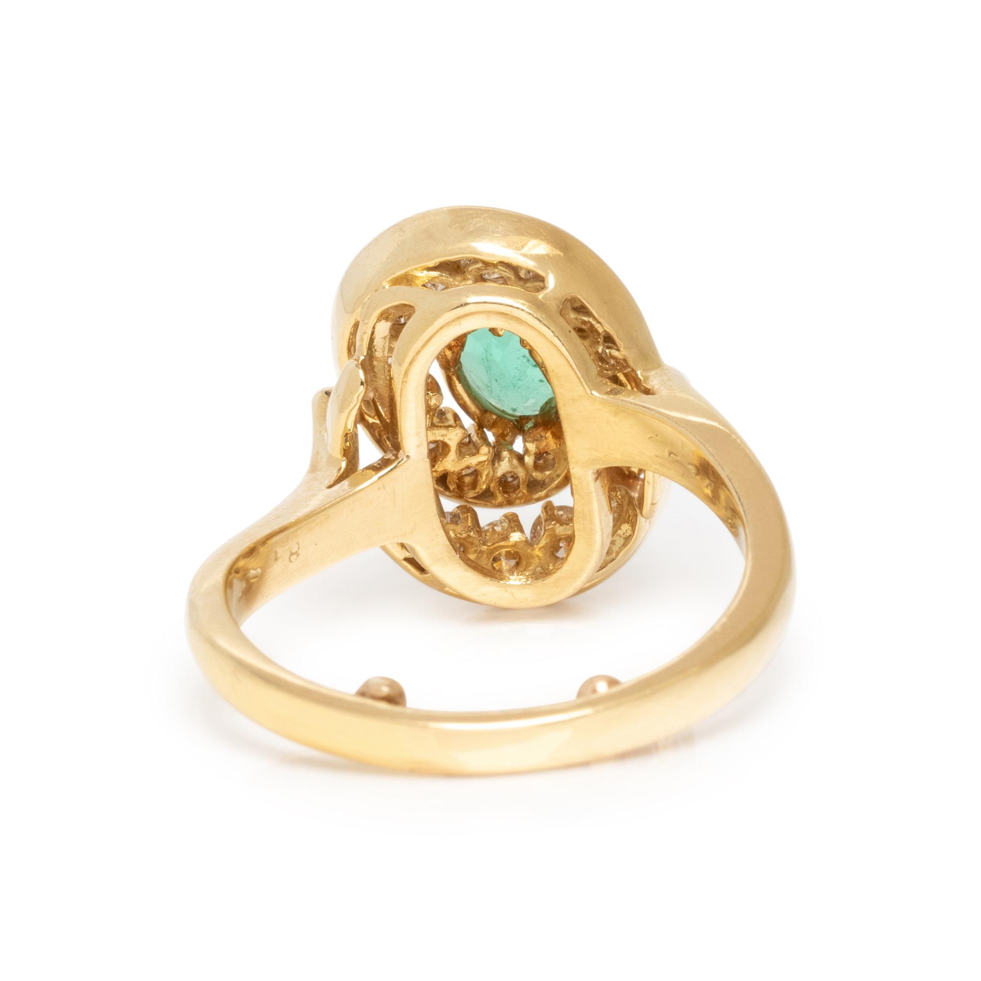 YELLOW GOLD, EMERALD AND DIAMOND RING