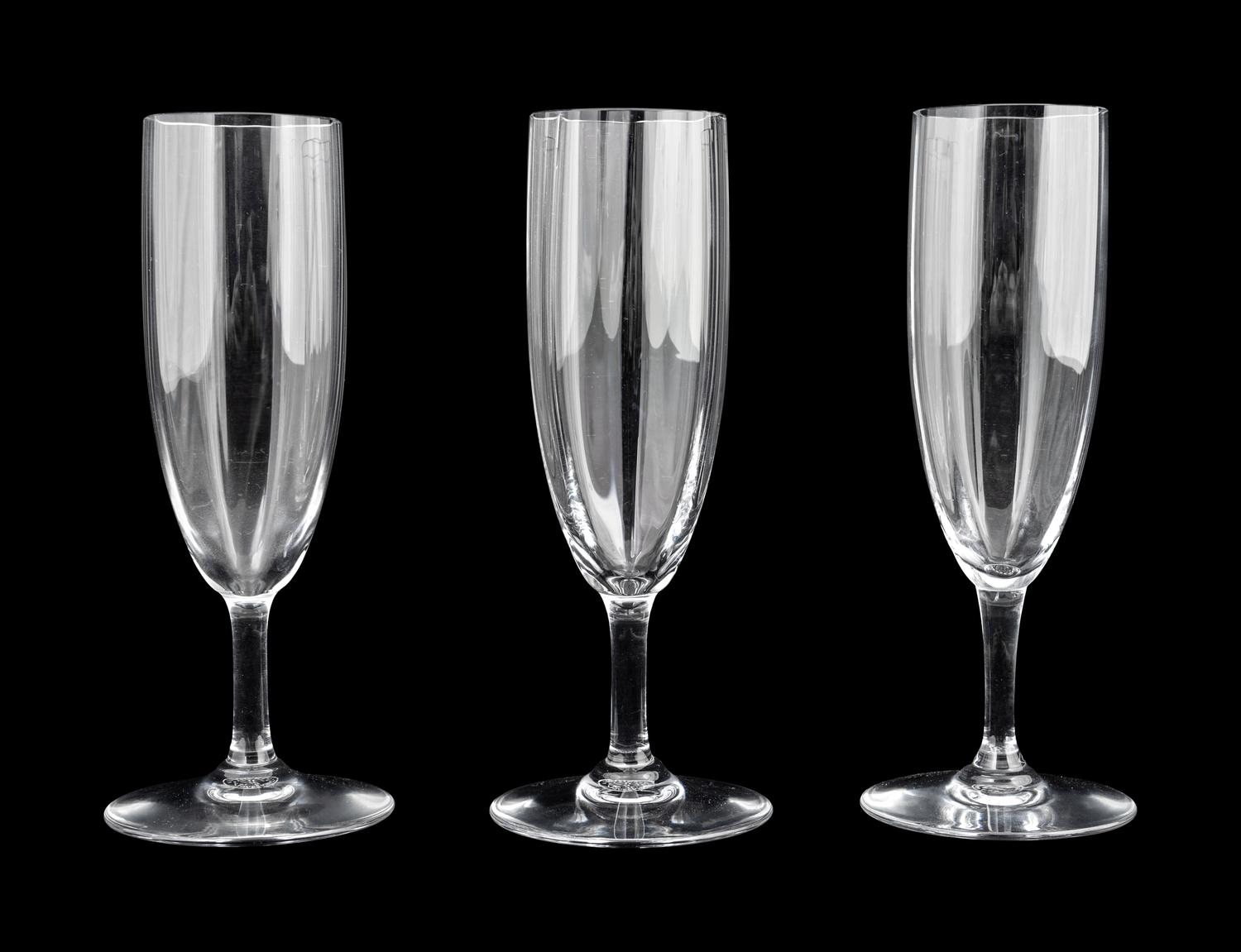 Eighteen Baccarat Crystal Champagne Flutes — 20TH CENTURY