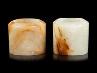 Two Russet and White Jade Archer's Rings