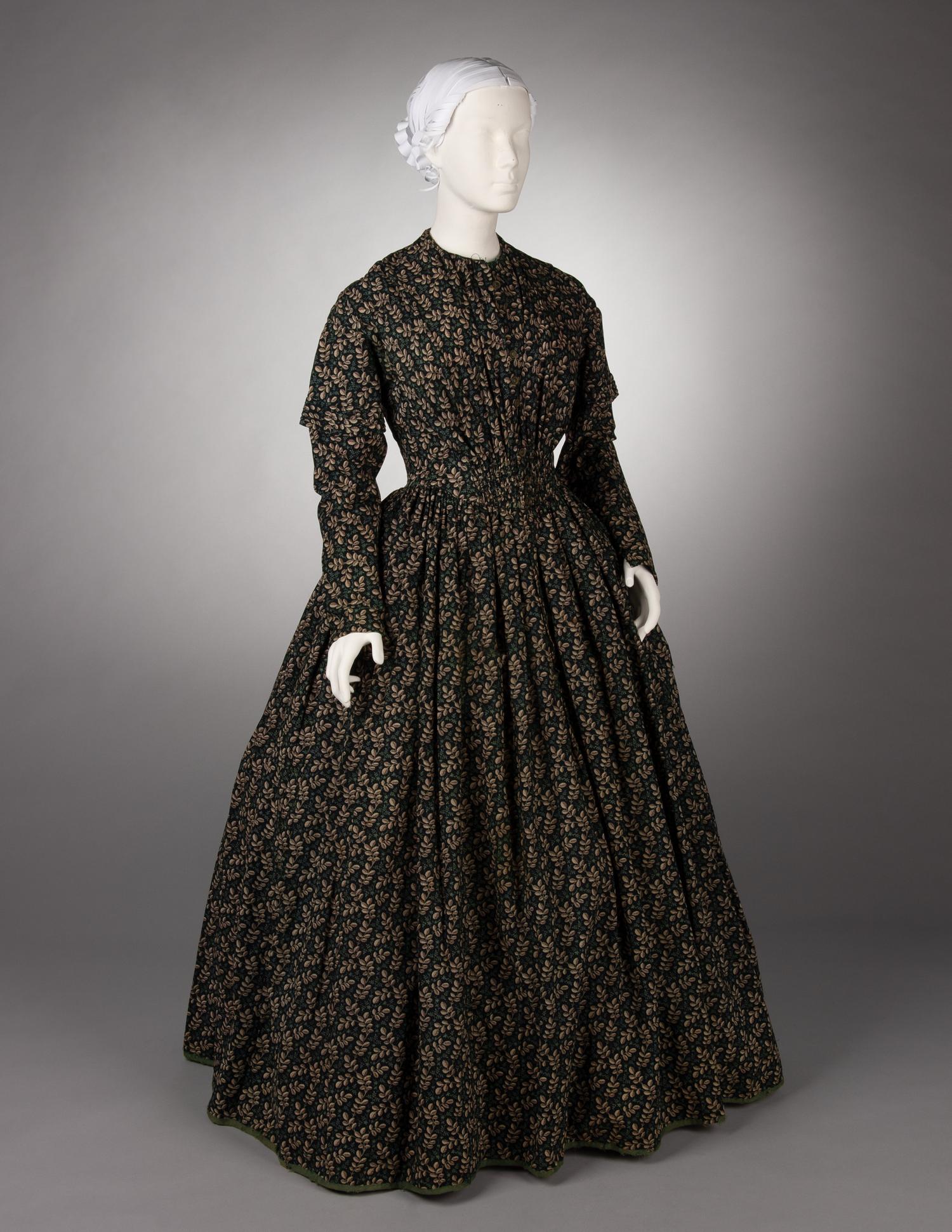 Printed Wool Day Dress, 1840s