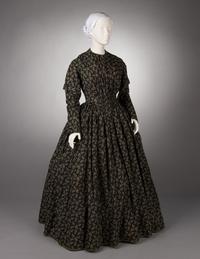 Printed Wool Day Dress, 1840s