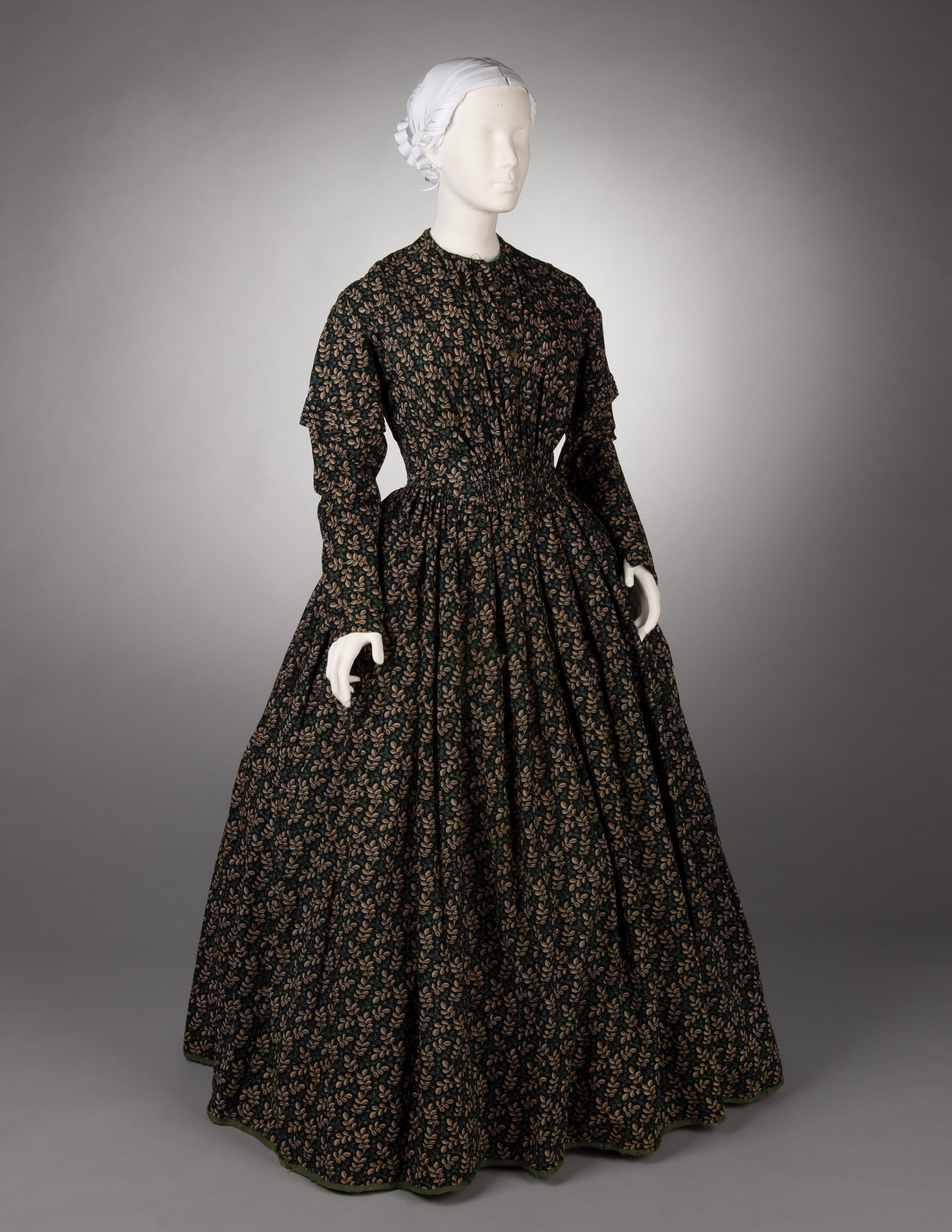 Printed Wool Day Dress, 1840s