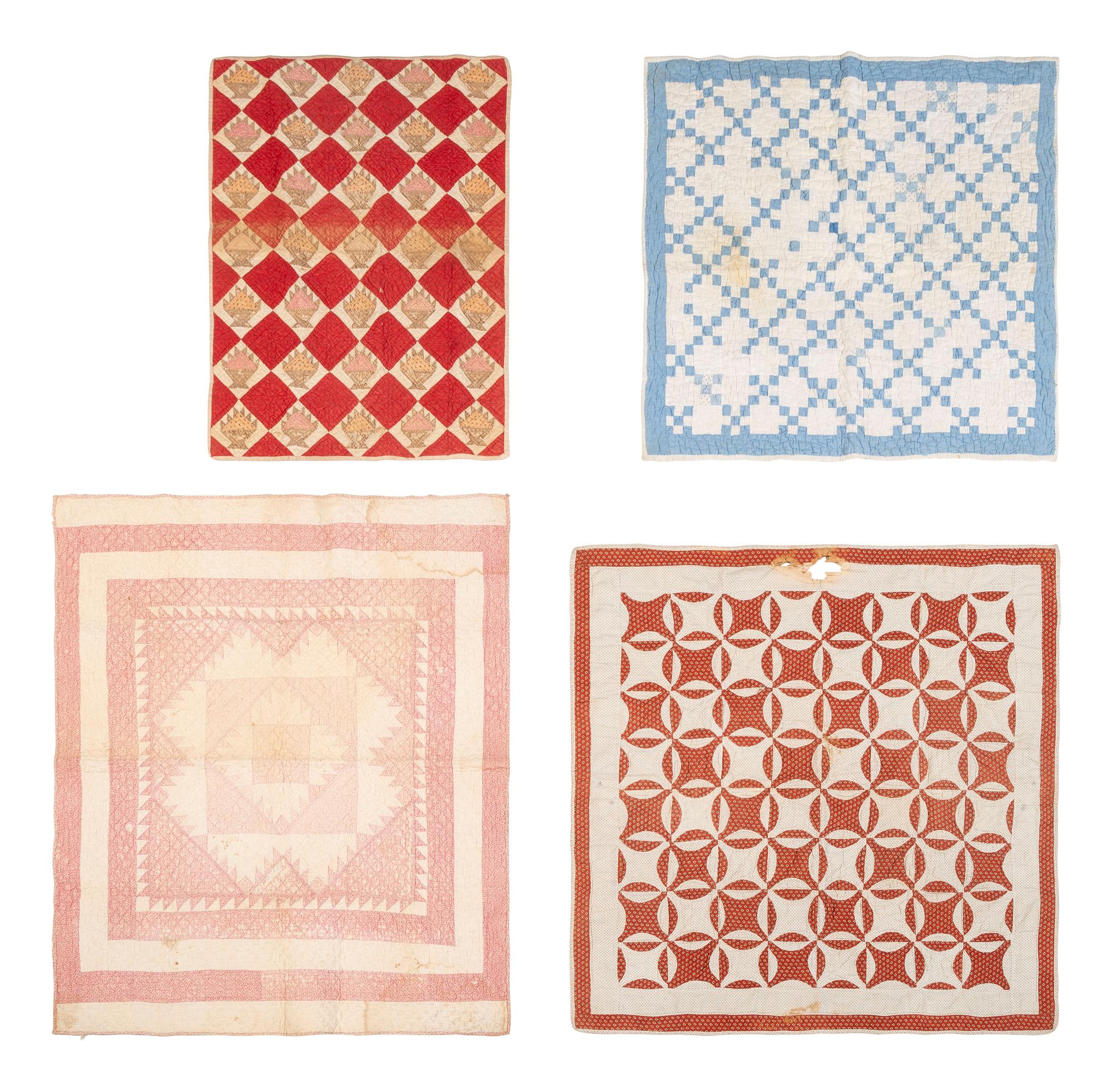 Four Pieced Cotton Doll Quilts