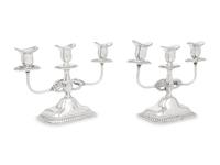 A Pair of Sanborns Silver Three-Light Candelabra