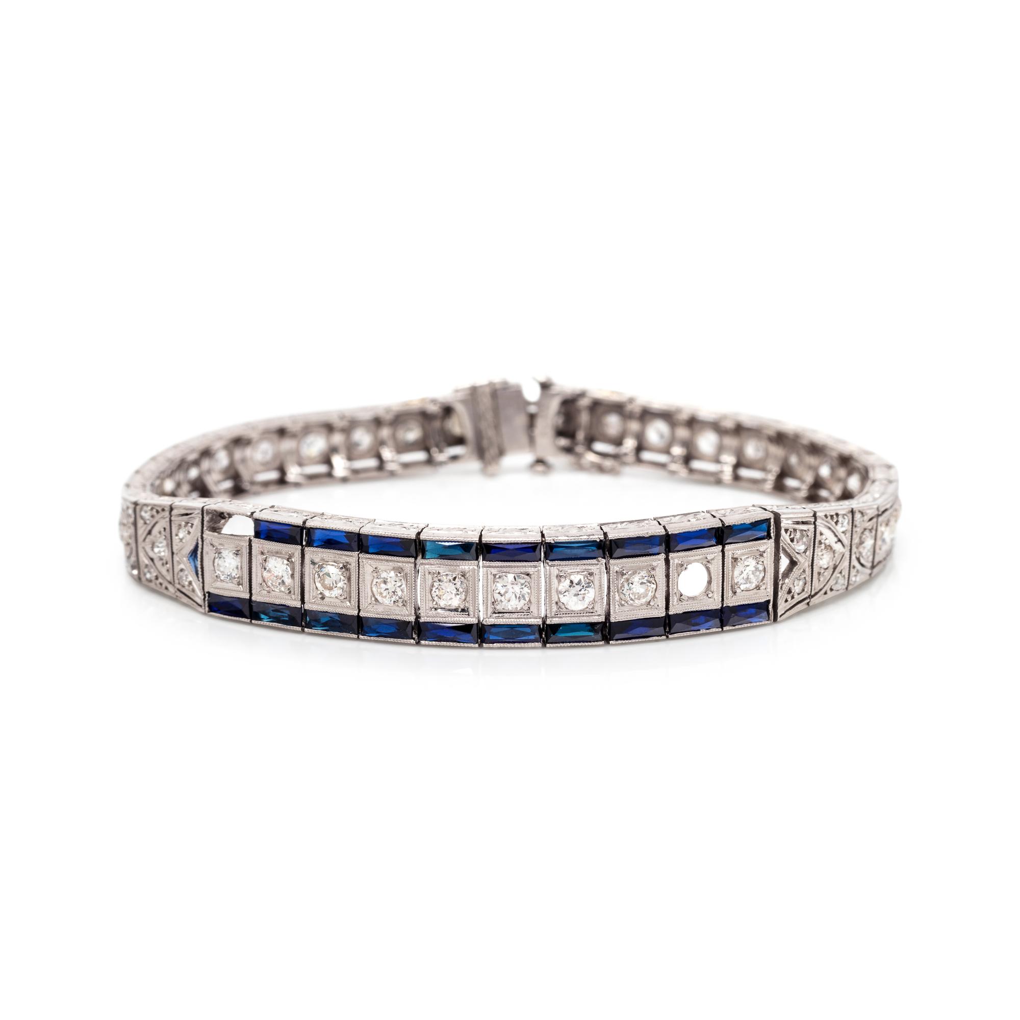 DIAMOND AND SYNTHETIC SAPPHIRE BRACELET