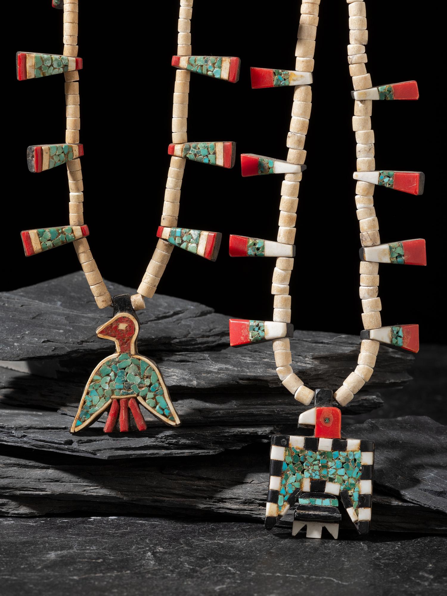 Pair of Depression Era Thunderbird Necklaces