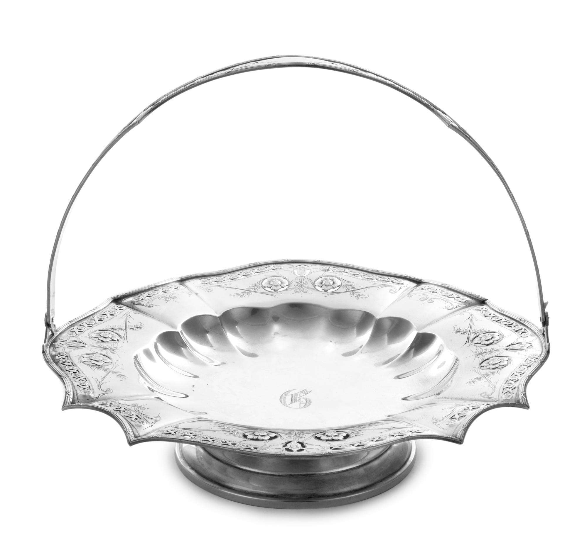 An American Silver Centerpiece Bowl, Woodside Sterling Co., New York, NY, Late 19th/Early 20th Century, having a tied reed border and a