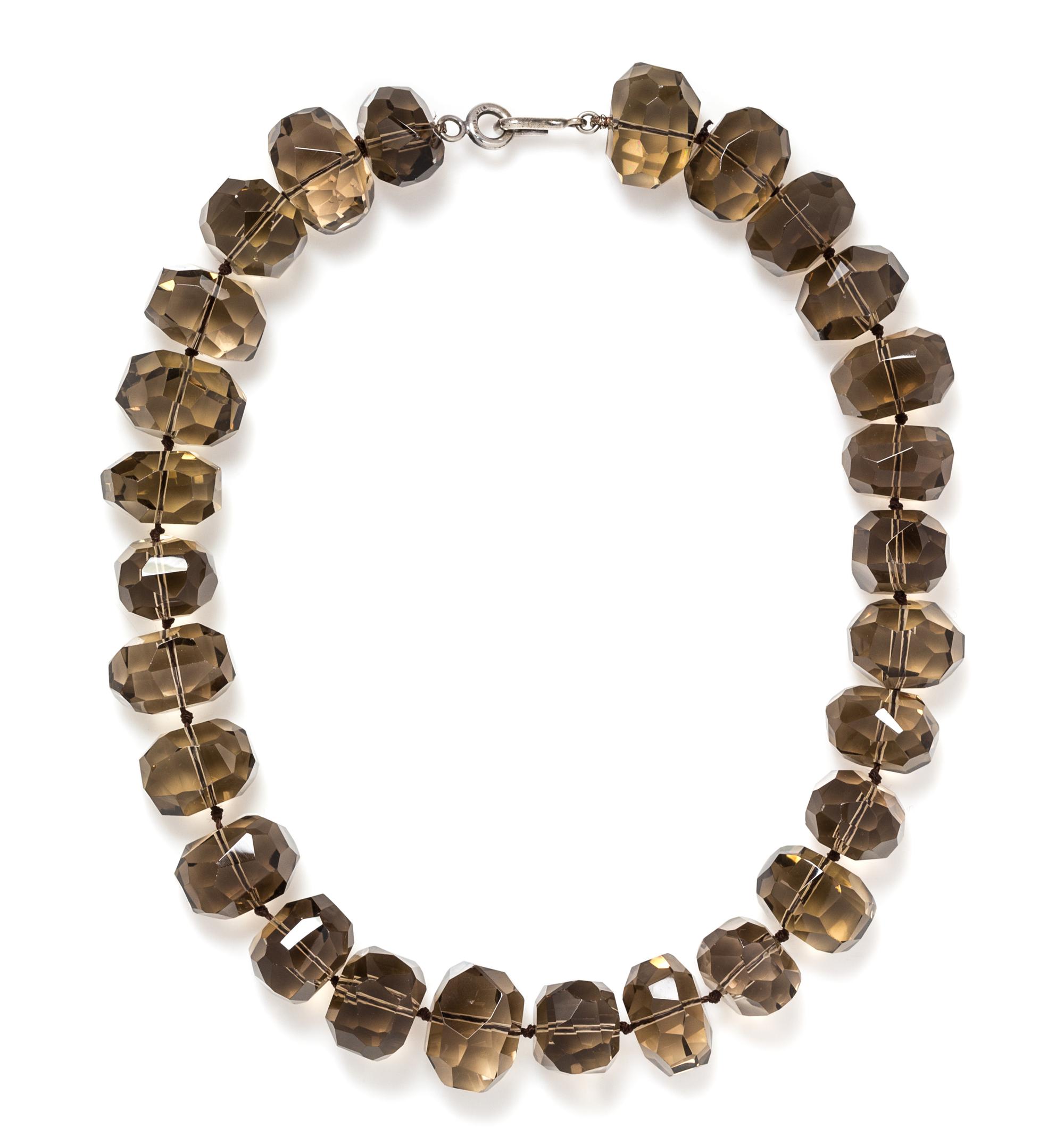 A Smokey Quartz Bead Necklace,