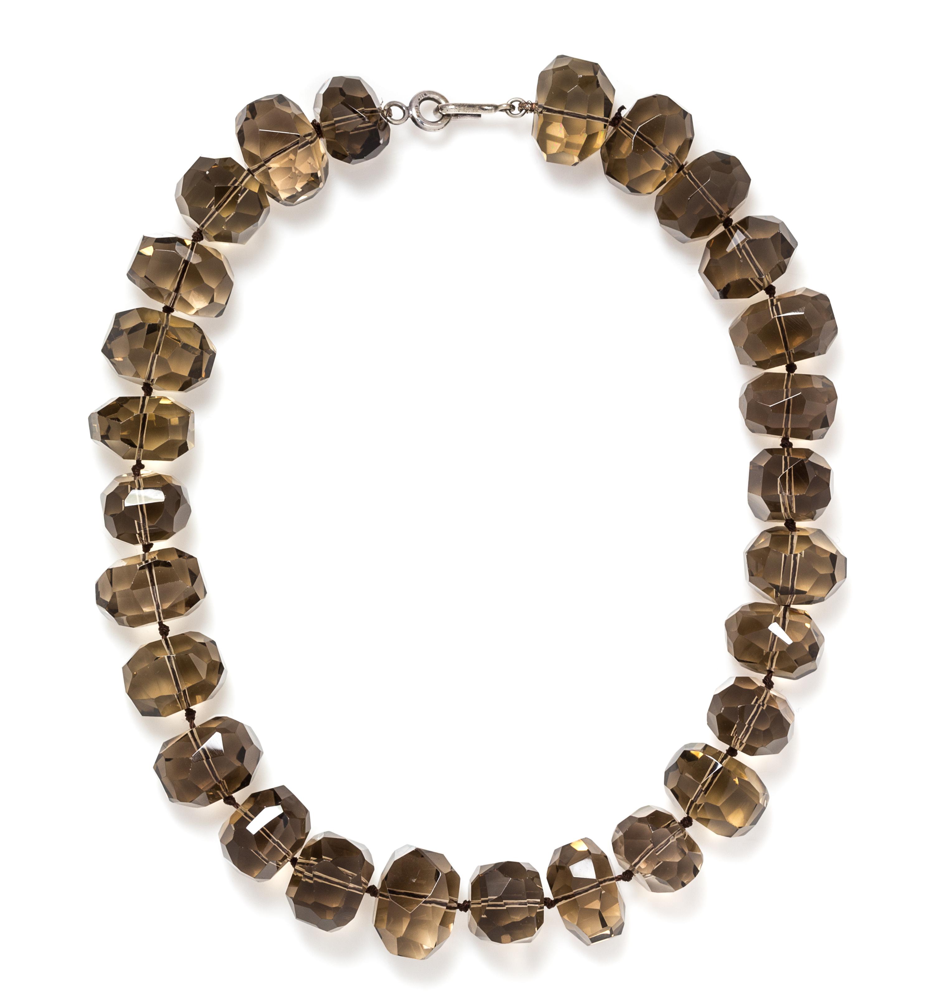 A Smokey Quartz Bead Necklace,