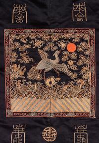 A Midnight Blue Ground Embroidered Silk Lady's Informal Robe
