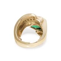 YELLOW GOLD, GREEN TOURMALINE AND DIAMOND RING