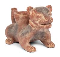 A Colima Style Pottery Jaguar Form Pitcher