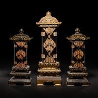 Three Japanese Gilt and Black Lacquer Shrines