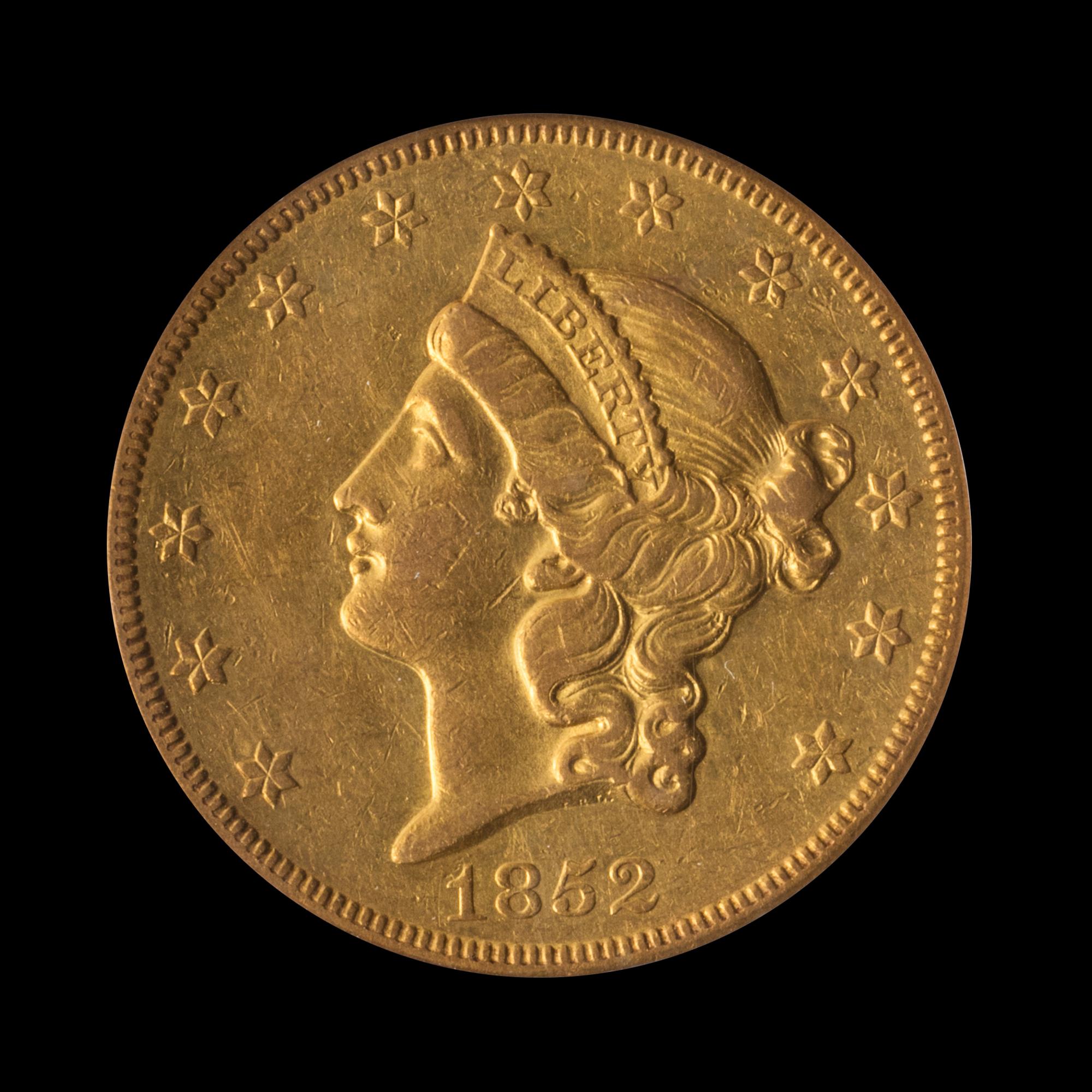 A United States 1852-O Liberty Head $20 Gold Coin