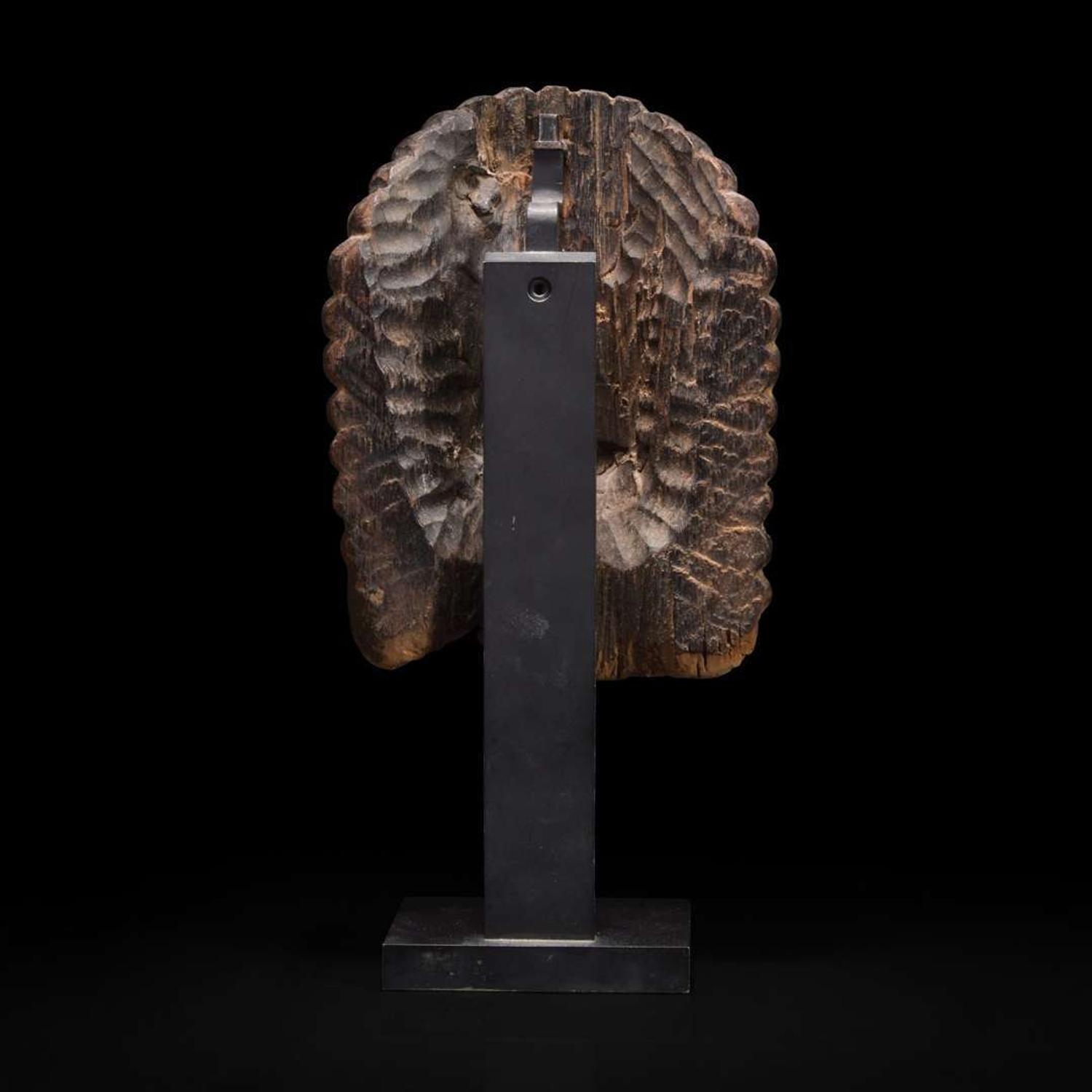 A Nepalese carved wood mask of Bhairava 尼泊尔陪胪木面具 15th-17th century ???????