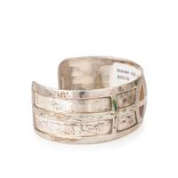 Silver Cuff and Kerchief Slide, with Medicine Wheel Designs