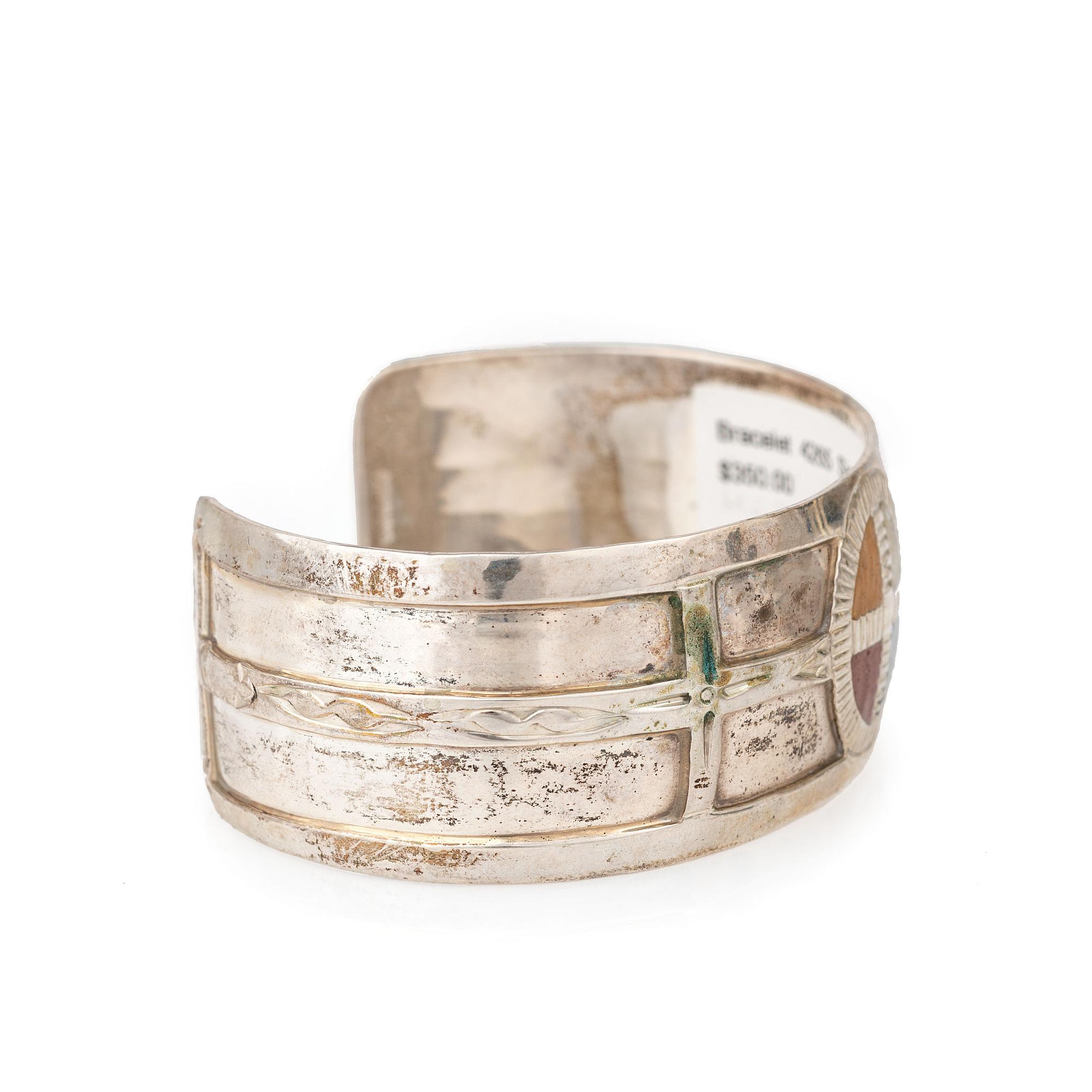Silver Cuff and Kerchief Slide, with Medicine Wheel Designs
