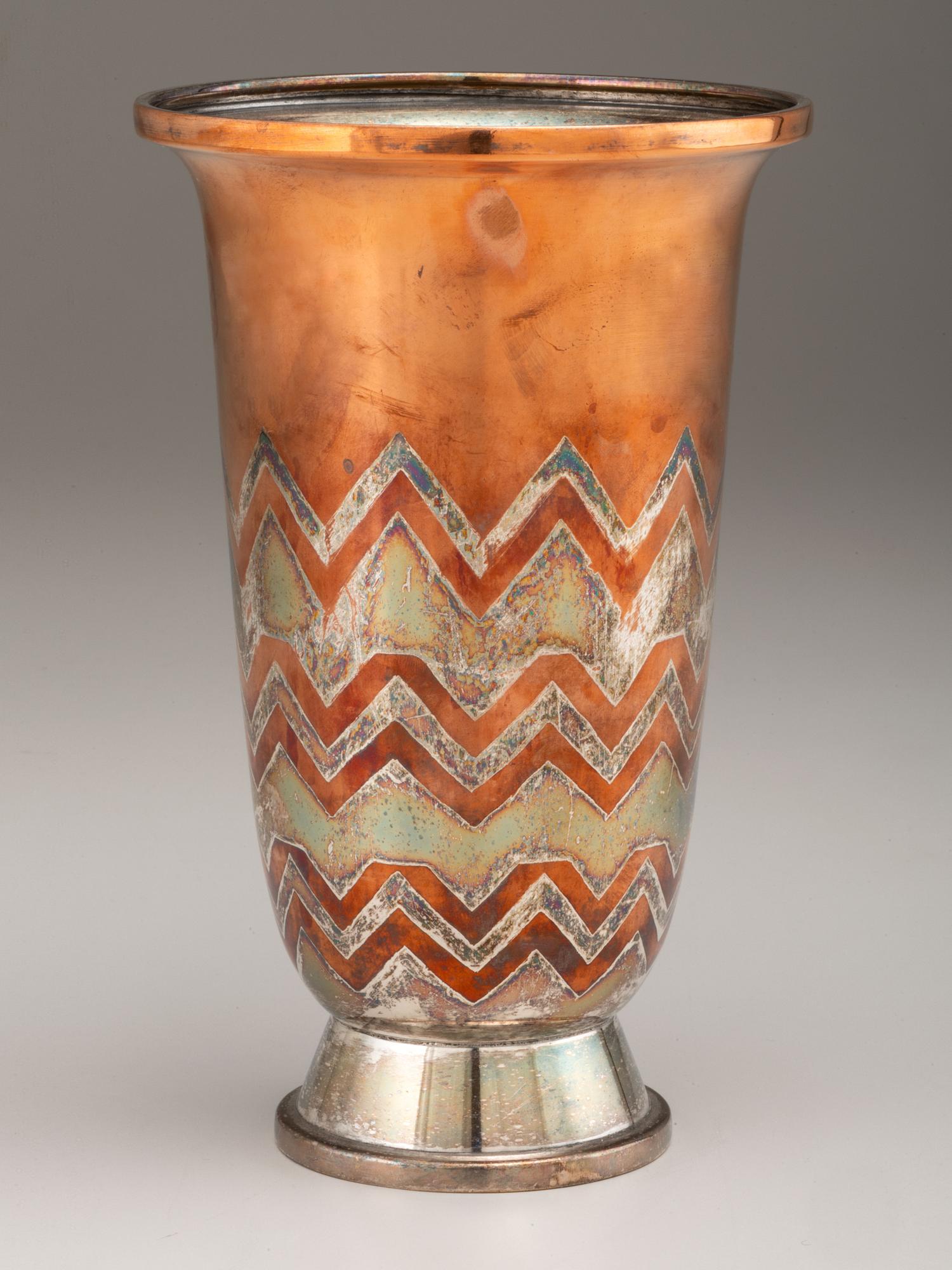 Mixed Metal Art Deco Vase