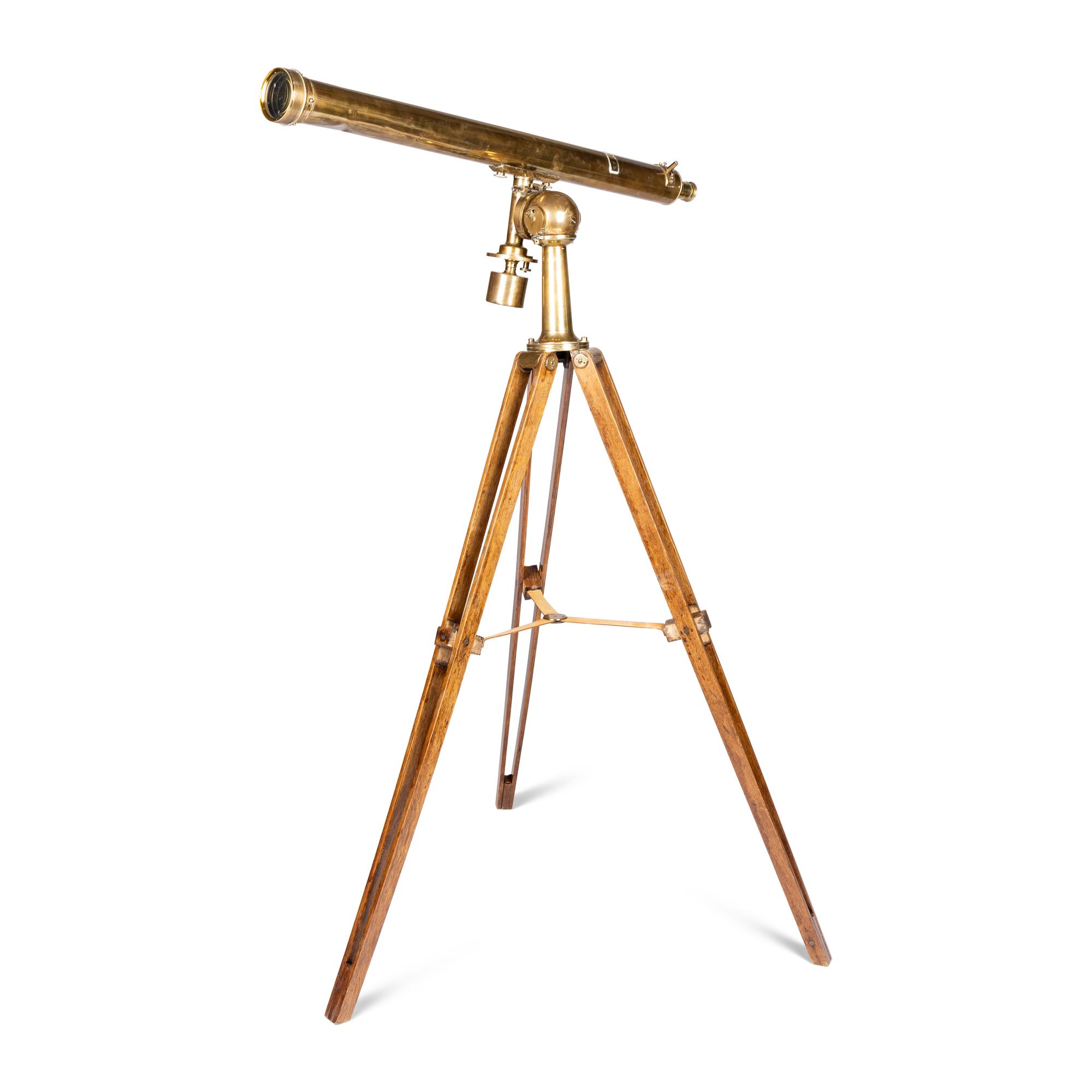 An English 3 1/2-Inch Diameter Brass Telescope on Stand