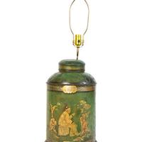 A Chinese Export Tole Peinte Tea Cannister Mounted as a Lamp — 19TH CENTURY