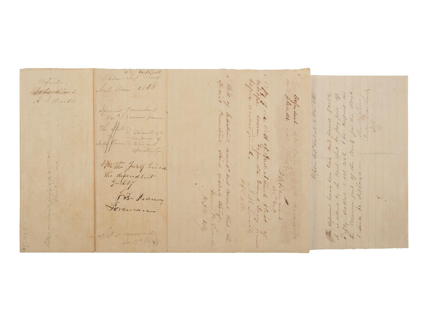 [ENSLAVEMENT & ABOLITION]. A pair of Georgia documents related to the selling of alcohol to African Americans. 1845, 1865.
