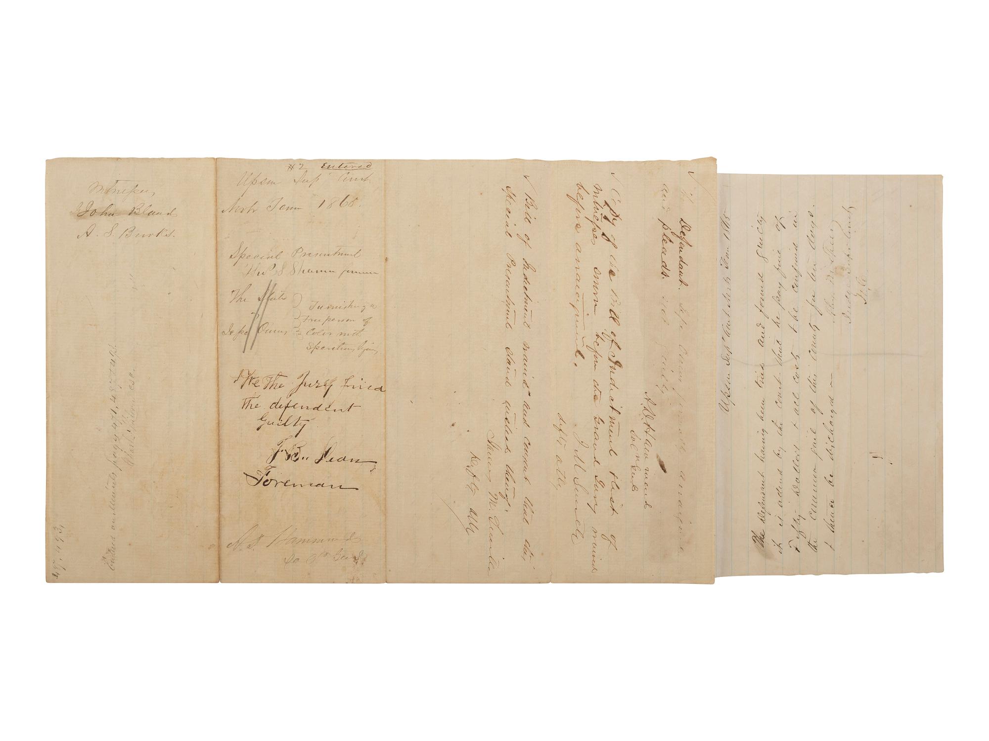 [ENSLAVEMENT & ABOLITION]. A pair of Georgia documents related to the selling of alcohol to African Americans. 1845, 1865.