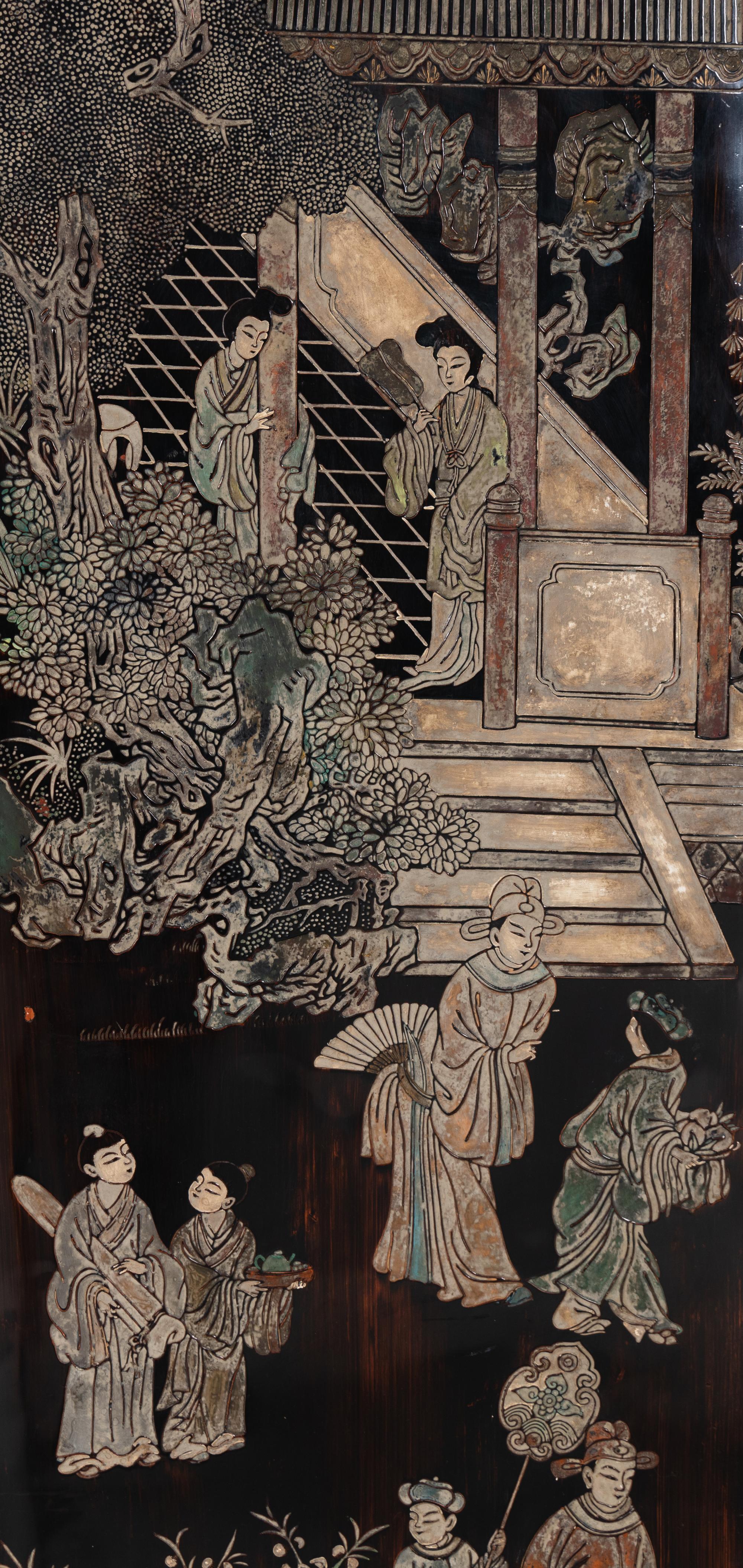 A Chinese Lacquer Eight-Panel Screen