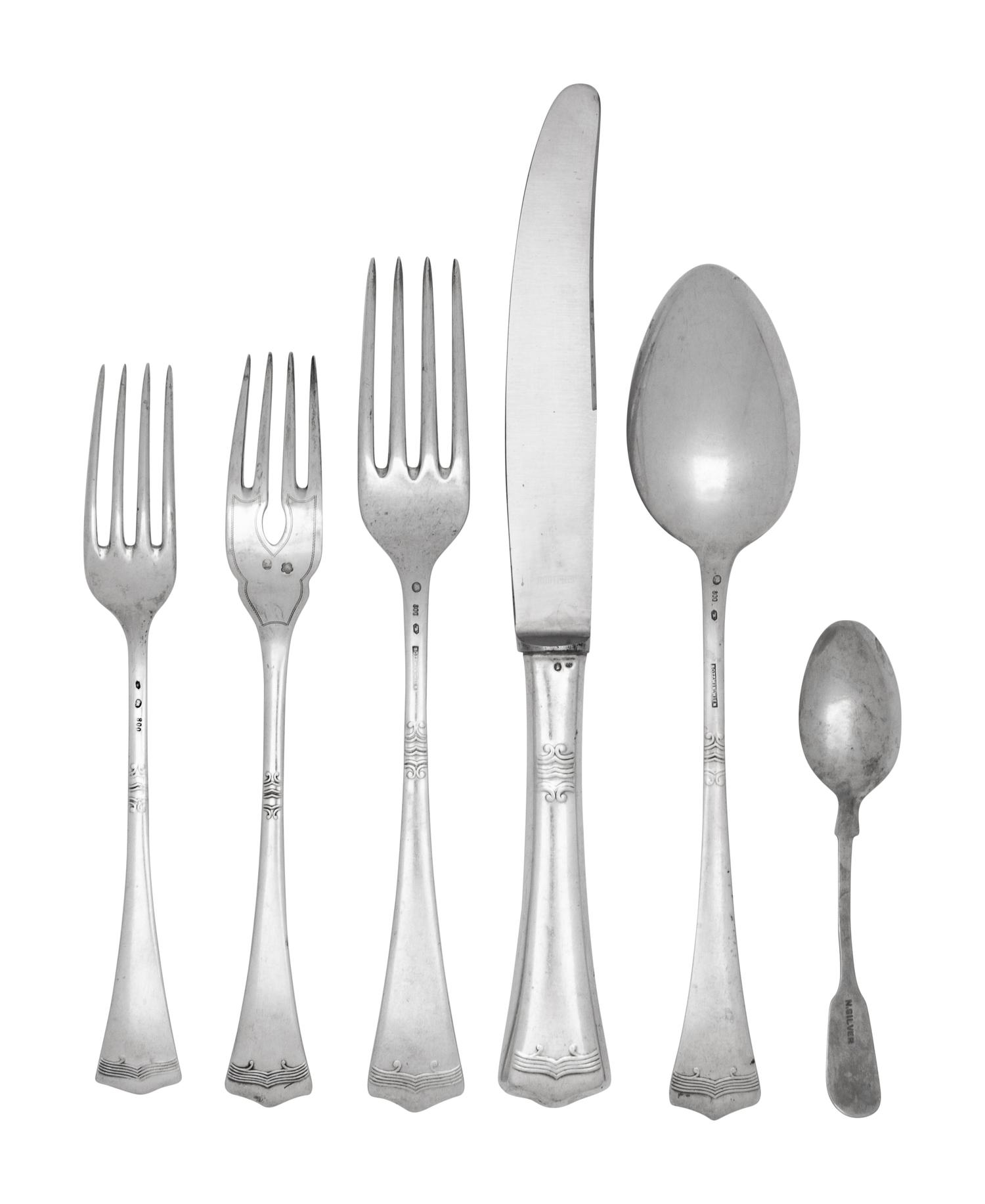 An Austrian Silver Flatware Service
