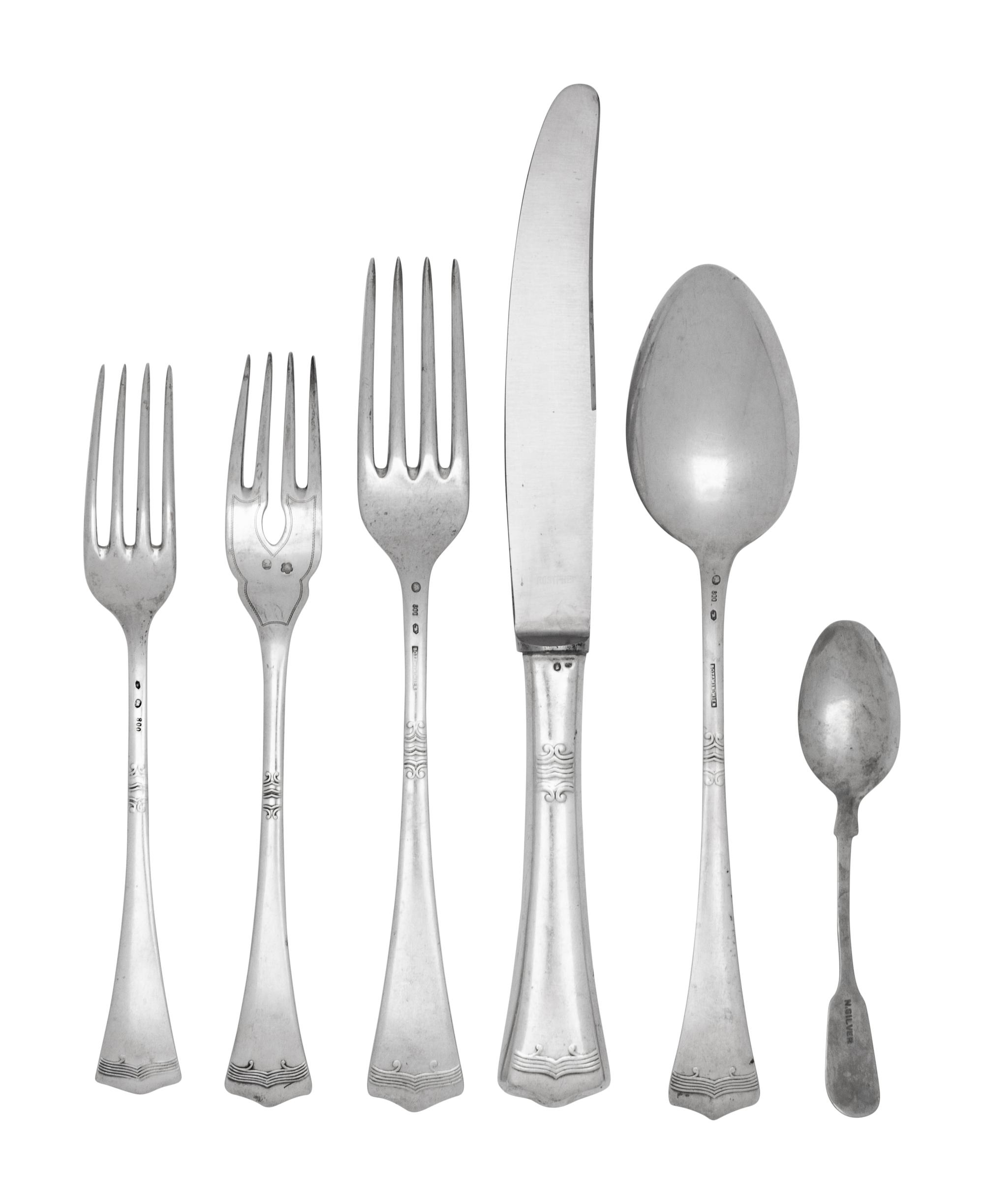 An Austrian Silver Flatware Service