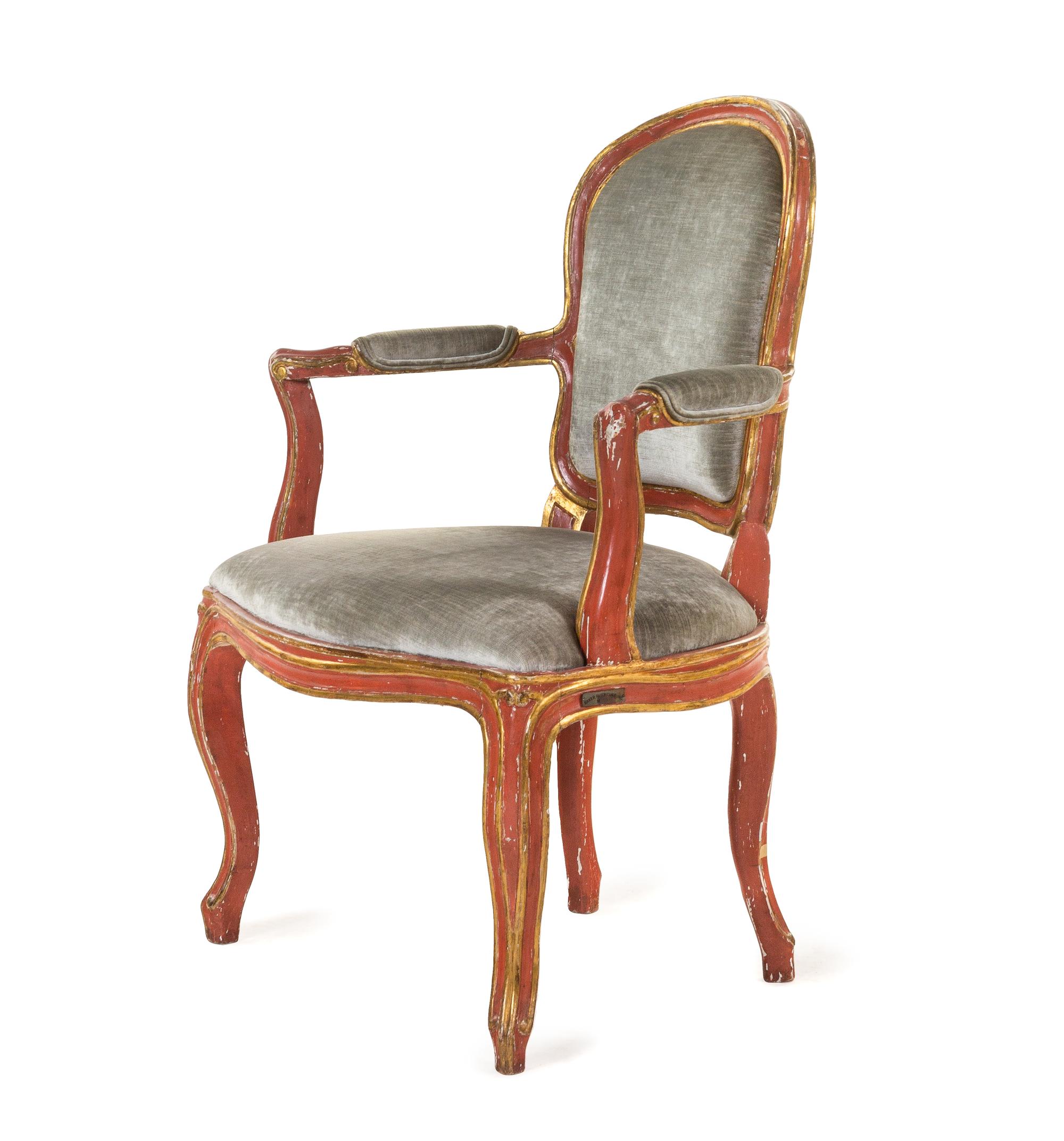 An Italian Painted and Parcel-Gilt Armchair