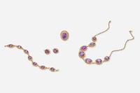 A Collection of 14K Yellow Gold and Amethyst Jewelry