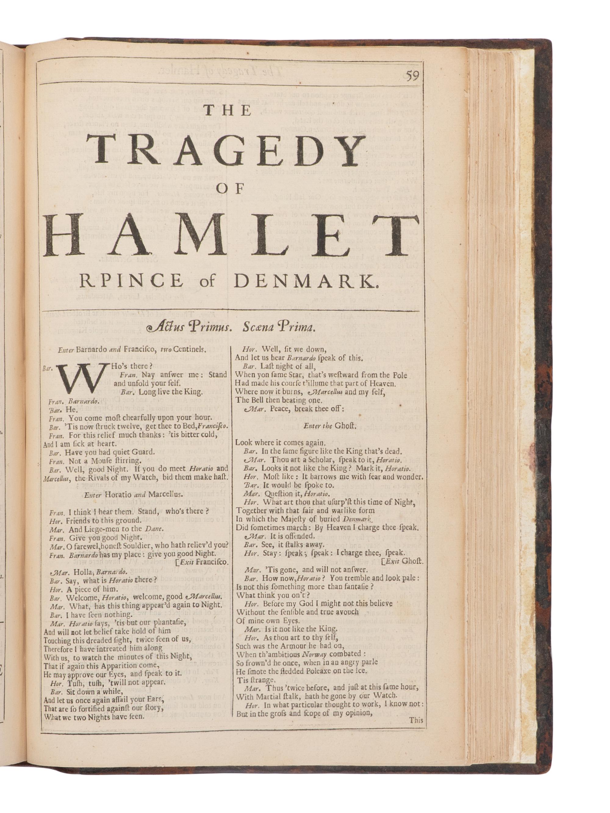 SHAKESPEARE, William (1564-1616). M r. William Shakespear's Comedies, Histories, and Tragedies. Published according to the true Original Copies. Unto which is added, SEVEN PLAYS, Never be for e Printed in Folio . [London: Printed for H. Herringman, E. Brewster, and R. Bentley, 1685.]