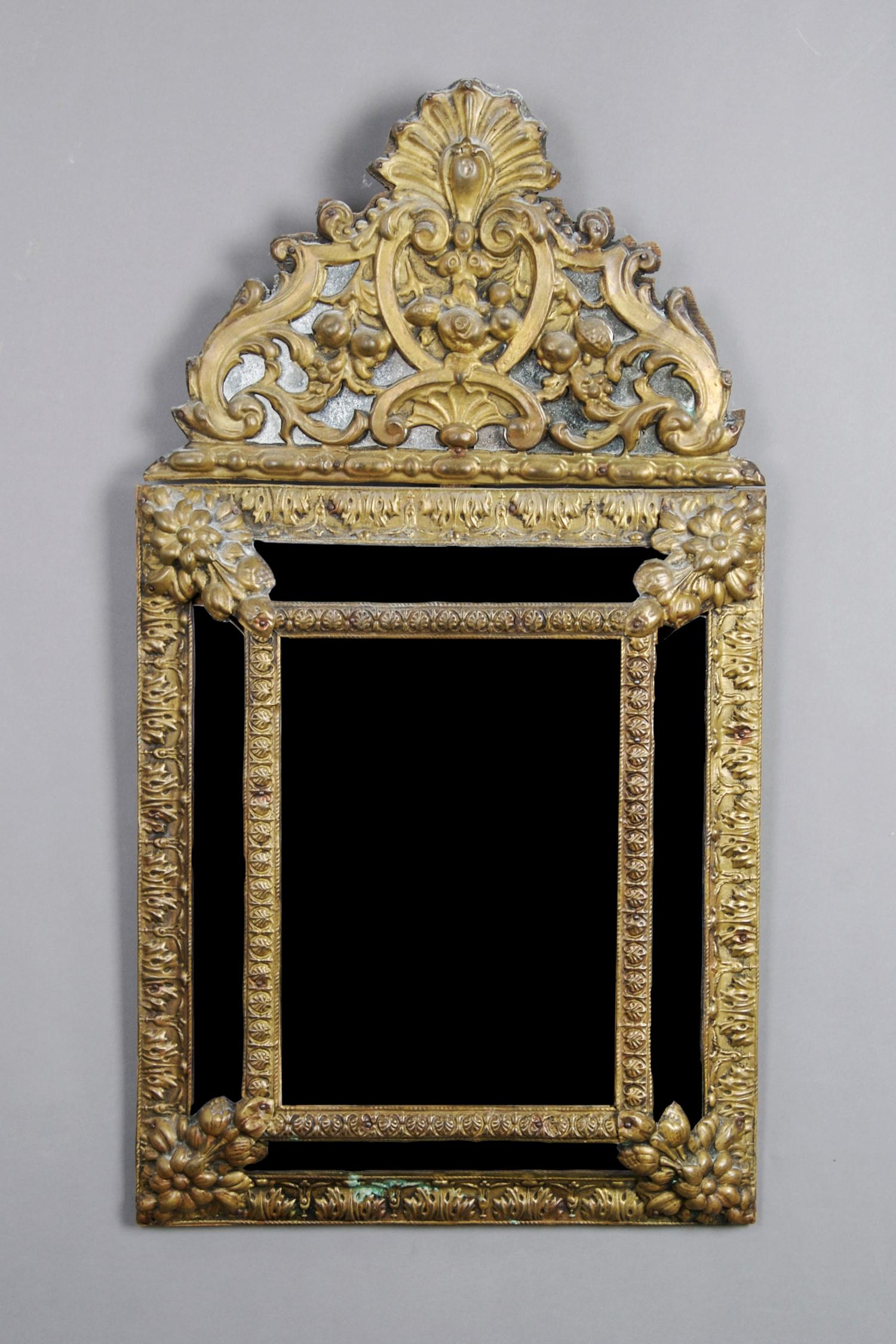 A Dutch Baroque Style Mirror, Height 23 x width 13 inches.