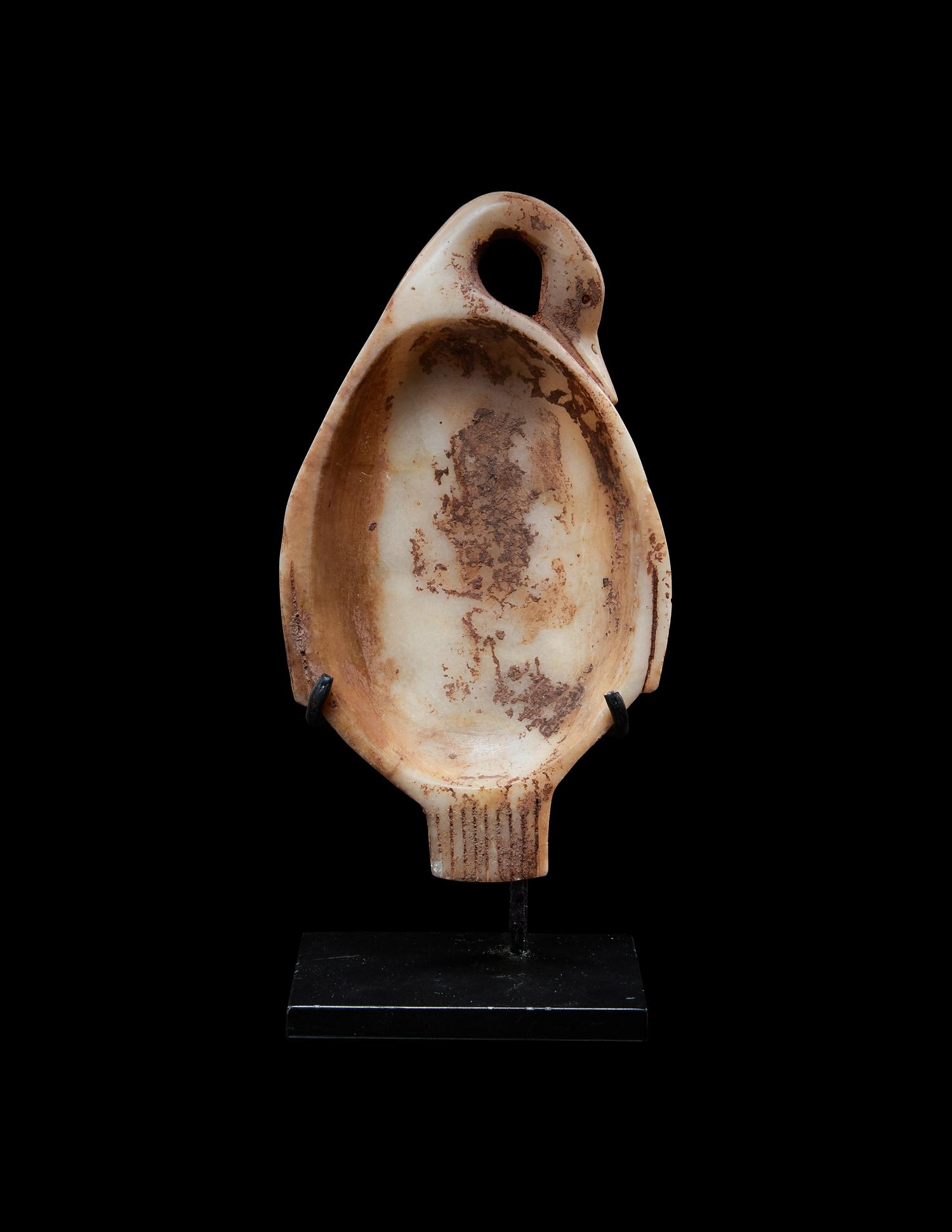 An Egyptian Alabaster Duck-Shaped Cosmetic Dish