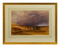 Cattle by a Lake in a Stormy Highland Landscape , 1833