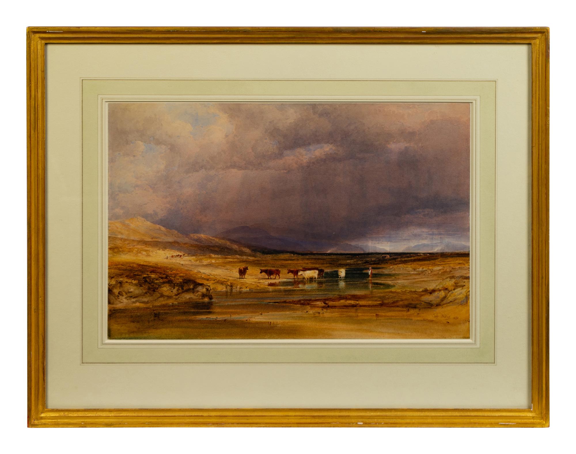 Cattle by a Lake in a Stormy Highland Landscape , 1833