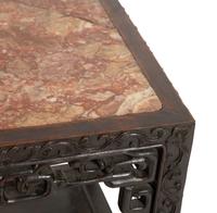 A Pair of Chinese Hardwood Jardinière Stands with Inset Marble Tops