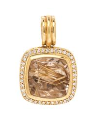 An 18 Karat Yellow Gold, Rutilated Quartz and Diamond Pendant, David Yurman,