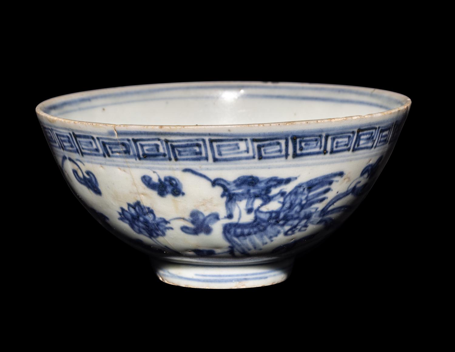 Three Chinese Export Blue and White Porcelain Wares