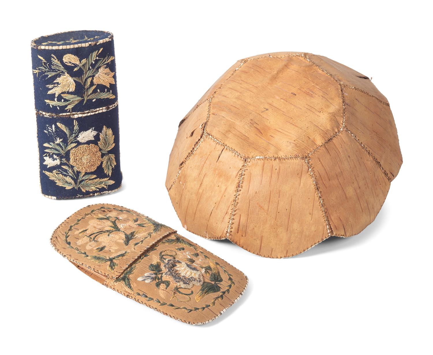 Huron Moose Hair Embroidered Containers