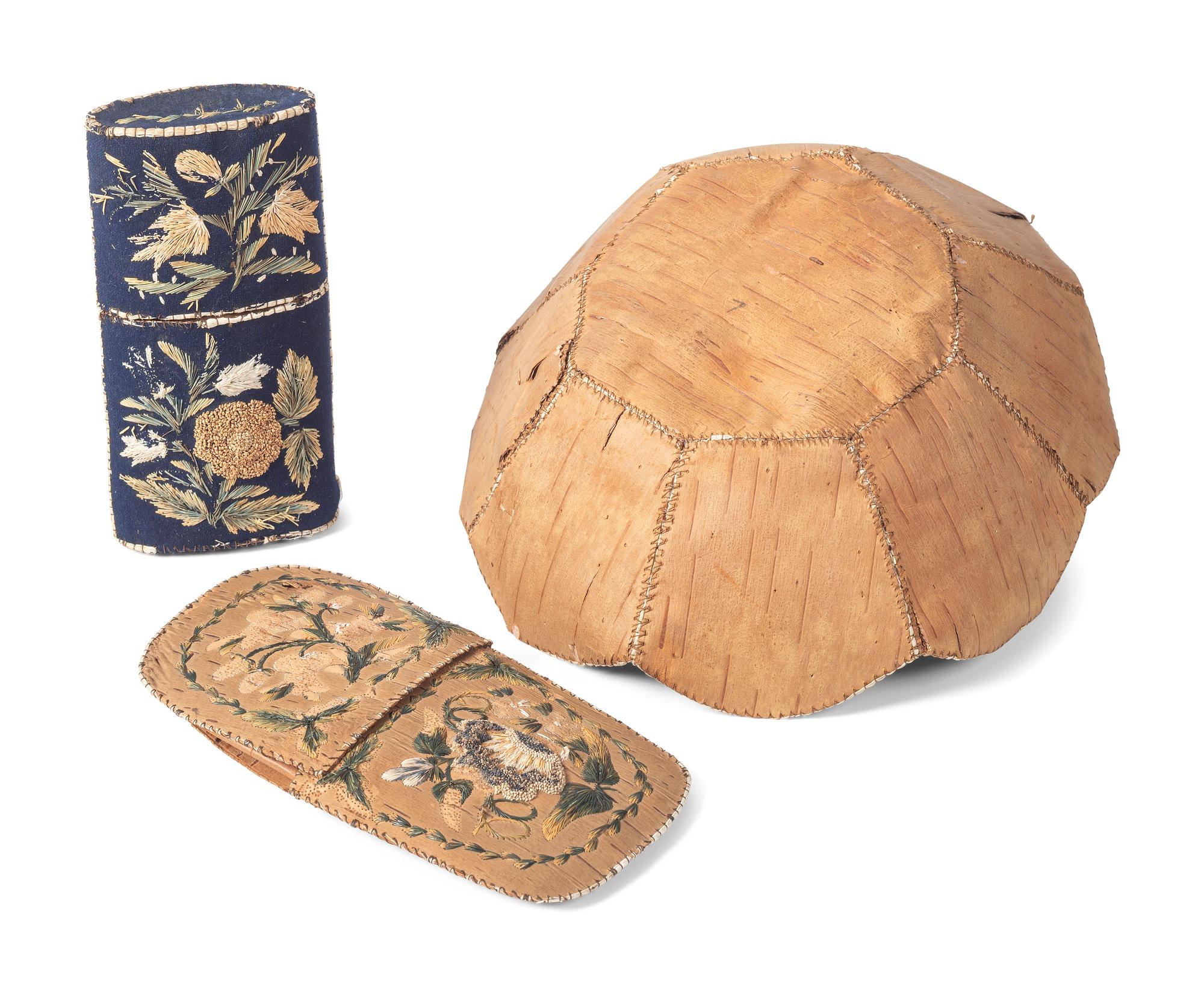 Huron Moose Hair Embroidered Containers