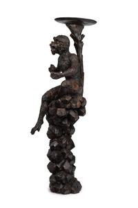 A Venetian Style Carved Walnut Figural Pedestal