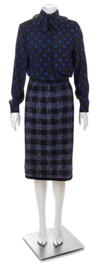 A Koos Black and Blue Tweed Jacket and Skirt Ensemble, No size.