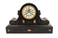 A French Marble-Inset Slate Mantel Clock — MOVEMENT BY MARTI & CIE., LATE 19TH CENTURY