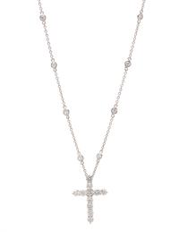 A White Gold and Diamond Cross Pendant/Necklace,