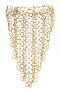A Pauline Trigere Goldtone Link Bib Necklace, Collar: 17"; Bib: 13".