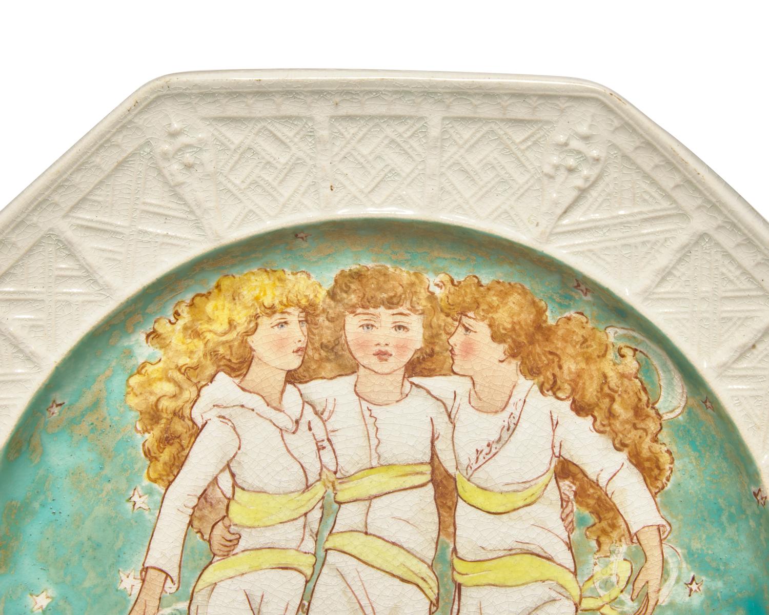 A Set of Three Wedgwood Octagonal Figural-Painted Plates for John Mortlock
