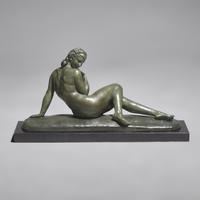 Ugo Cipriani (Italian, 1887–1960) — Reclining Female Nude Bronze Sculpture